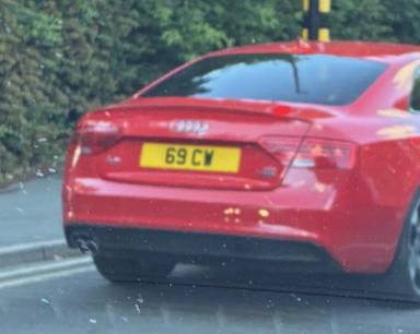 UK Number Plate 69 CW on a 2016 RED Audi A5
