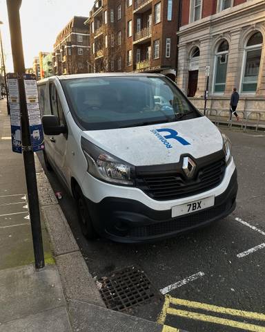 UK Number Plate 7 BX on a 2017 White Renault Trafic