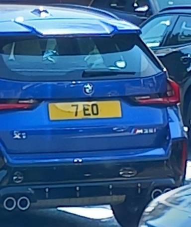 UK Number Plate 7 EO on a 2025 Blue BMW X1 Xdrive M35i Auto