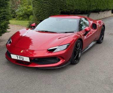 UK Number Plate 7 FU on a 2022 Orange Lamborghini 296 Gtb S-A