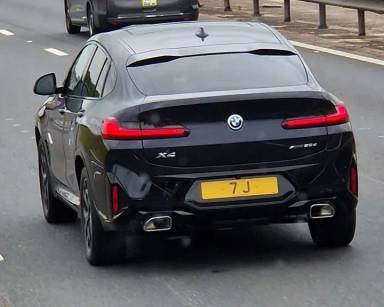 UK Number Plate 7 J on a 2024 Black BMW X4 Xdrive20d M Sport Mhev Auto