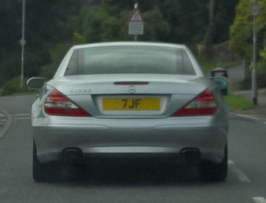 UK Number Plate 7 JF on a 2007 Silver Mercedes SL