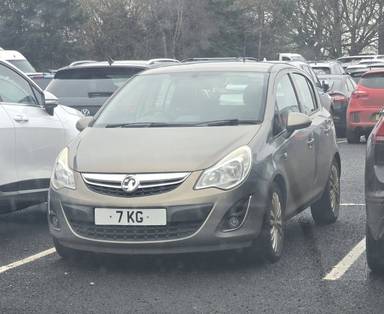 UK Number Plate 7 KG on a 2013 Brown Vauxhall Corsa