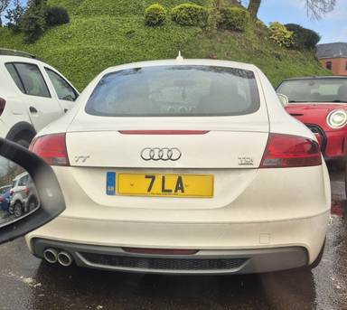 UK Number Plate 7 LA on a 2010 White Audi TT