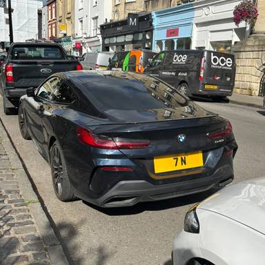 UK Number Plate 7 N on a 2022 Black BMW 840i M Sport Auto