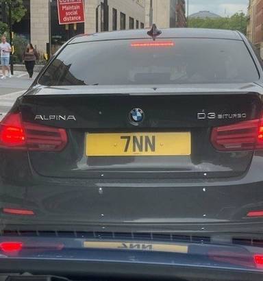 UK Number Plate 7 NN on a 2016 Black BMW Alpina