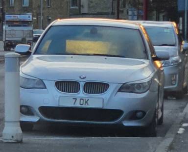 UK Number Plate 7 OK on a 2007 Silver BMW 530
