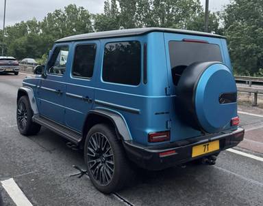 UK Number Plate 7 T on a 2025 Blue Mercedes-Benz Amg G 63 Magno Edition Mhev A