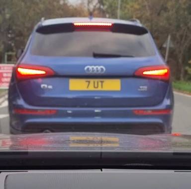 UK Number Plate 7 UT on a 2016 Blue Audi Q5