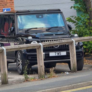 UK Number Plate 7 WS on a 2019 Black Mercedes-Benz G