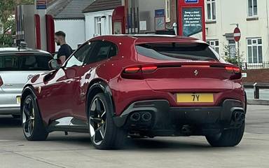 UK Number Plate 7 Y on a 2024 RED Ferrari Purosangue S-A