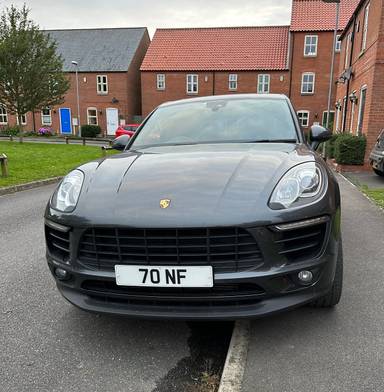 UK Number Plate 70 NF on a 2017 Grey Porsche Macan