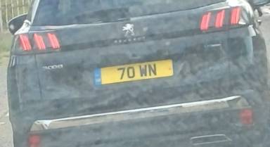 UK Number Plate 70 WN on a 2021 Black Peugeot 3008 Gt S/S Phev Auto