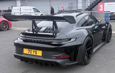 UK Number Plate 70 YS on a 2024 Black Porsche 911 Gt3 Rs S-A