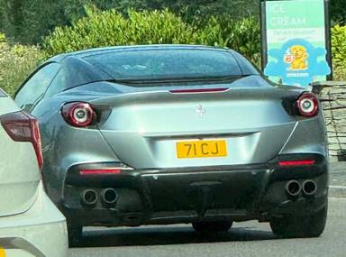 UK Number Plate 71 CJ on a 2021 Grey Ferrari Portofino M S-A