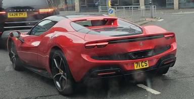 UK Number Plate 71 CS on a 2025 RED Ferrari 296 Gts S-A
