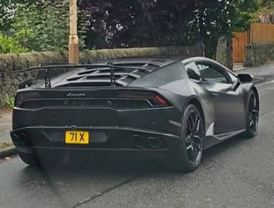 UK Number Plate 71 X on a 2014 Grey Lamborghini Huracan
