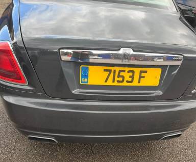 UK Number Plate 7153 F on a 2010 Grey Rolls Royce Ghost