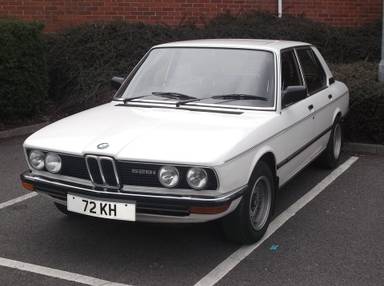 UK Number Plate 72 KH on a 1980 White BMW 528