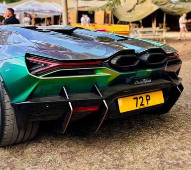 UK Number Plate 72 P on a 2025 Green Lamborghini Revuelto V12 Phev S-A