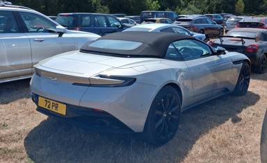 UK Number Plate 72 PR on a 2020 Silver Aston Martin Db11