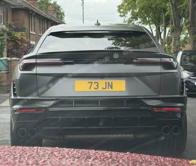 UK Number Plate 73 JN on a 2023 Grey Lamborghini Urus V8 S Auto