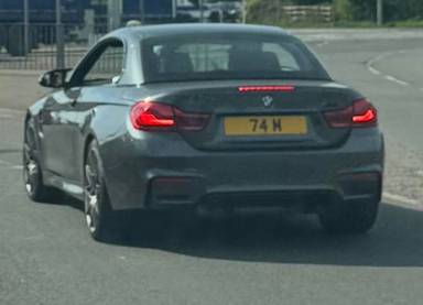 UK Number Plate 74 M on a 2017 Grey BMW M4