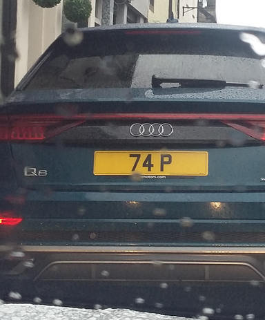 UK Number Plate 74 P on a 2018 Blue Audi Q8