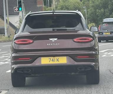UK Number Plate 741 K on a 2021 RED Bentley Bentayga