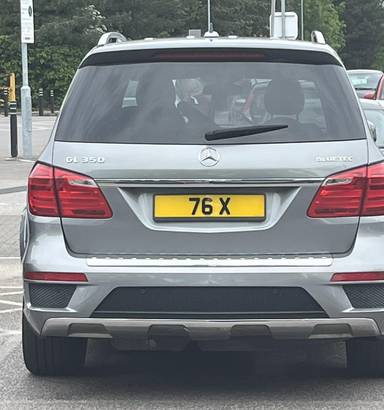 UK Number Plate 76 X on a 2016 Silver Mercedes-Benz GL