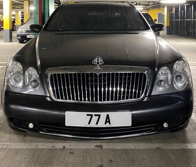 UK Number Plate 77 A on a 2005 Grey Maybach 62