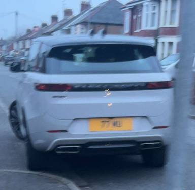 UK Number Plate 77 MU on a 2024 Grey Land Rover Range Rover Spt Autobio Mhev A
