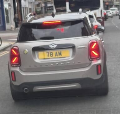 UK Number Plate 78 AM on a 2023 Grey Mini Cooper S