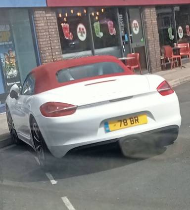 UK Number Plate 78 BR on a 2013 White Porsche Boxster
