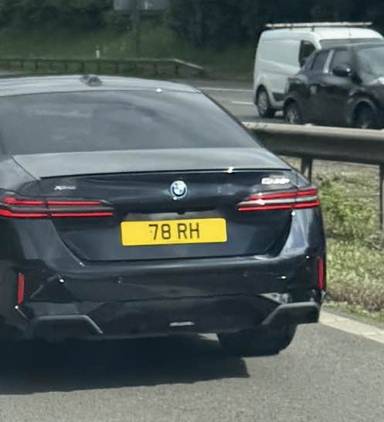 UK Number Plate 78 RH on a 2025 Black BMW 550e Xdrive M Sport Pro Auto