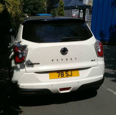 UK Number Plate 78 SJ on a 2018 White Ssangyong Tivoli