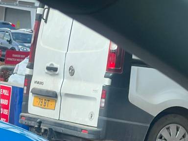 UK Number Plate 79 BT on a 2018 White Vauxhall Vivaro