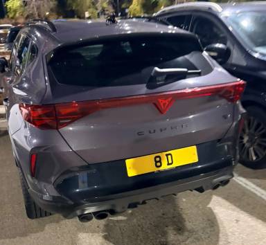UK Number Plate 8 D on a 2026 Purple Cupra Formentor Vz2 Tsi 4drive S-A