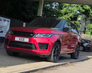 UK Number Plate 8 ED on a 2022 RED Land Rover Range Rover Sport Hst Mhev A