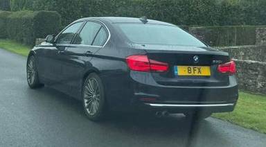 UK Number Plate 8 FX on a 2016 Blue BMW 330