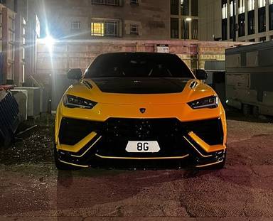 UK Number Plate 8 G on a 2024 Yellow Lamborghini Urus V8 Performante Auto