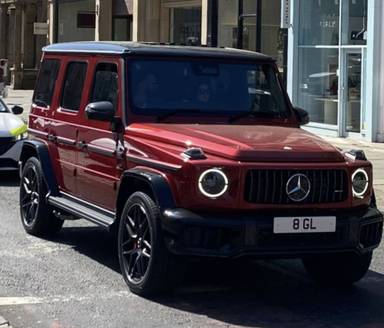 UK Number Plate 8 GL on a 2026 RED Mercedes-Benz Amg G 63 Manufaktur Ed Mhev A