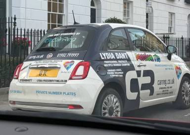 UK Number Plate 8 K on a 2022 White Fiat 500 Dolcevita Mhev