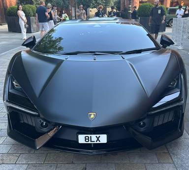 UK Number Plate 8 LX on a 2026 Black Lamborghini Revuelto V12 Phev S-A