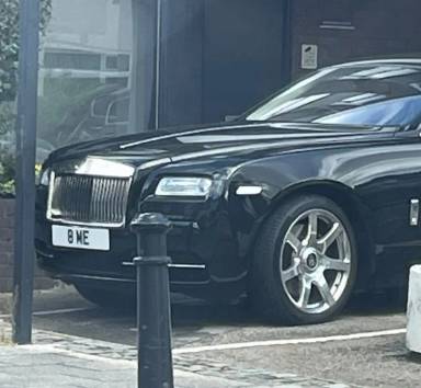UK Number Plate 8 ME on a 2014 Black Rolls Royce Wraith