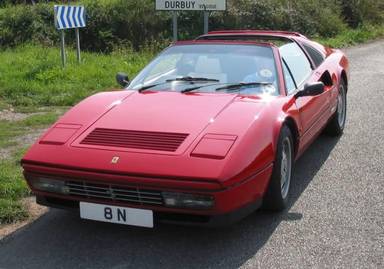 UK Number Plate 8 N on a 1988 RED Ferrari 328