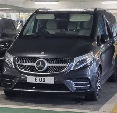 UK Number Plate 8 OB on a 2023 Black Mercedes-Benz V 300 Amg Line D Auto