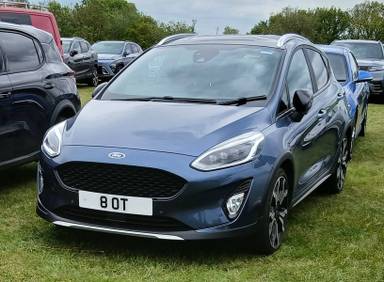 UK Number Plate 8 OT on a 2021 Blue Ford Fiesta Active X Edition T Mhev