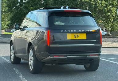 UK Number Plate 8 P on a 2024 Black Land Rover Range Rover Hse Phev Auto