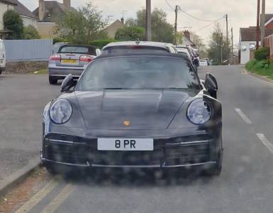 UK Number Plate 8 PR on a 2023 Black Porsche 911 Turbo S S-A